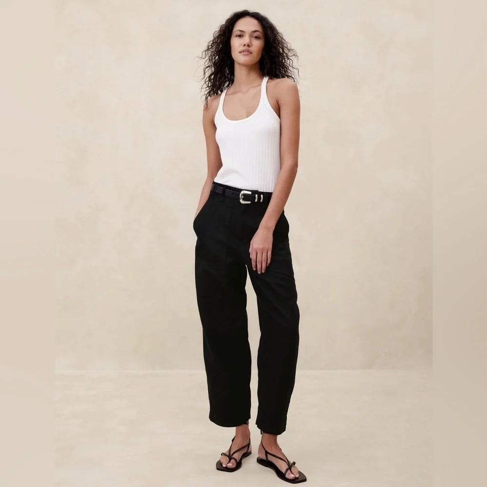 NWT! Banana Republic Navy Mya Cotton-Linen Cargo Pant - Size 12